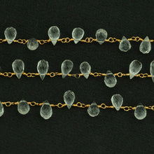 Load image into Gallery viewer, Crystal 7x4mm Cluster Rosary Chain Faceted Gold Plated Dangle Rosary 5FT

