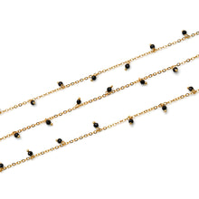 Load image into Gallery viewer, Black Spinel 3-4mm Cluster Rosary Chain Faceted Gold Plated Dangle Rosary 5FT
