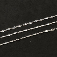 Load image into Gallery viewer, White Zircon Oval 5x4mm Silver Plated Wholesale Connector Rosary Chain

