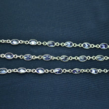 Load image into Gallery viewer, Tanzanite Zircon Oval 5x4mm Silver Plated Wholesale Connector Rosary Chain

