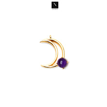 Load image into Gallery viewer, 5PC Gold Plated Moon &amp; Prong Setting 28x11mm Crescent Moon Necklace Pendant
