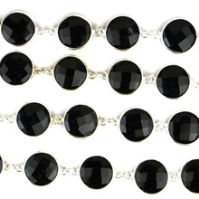 Load image into Gallery viewer, Black Onyx Round 12mm Silver Plated Wholesale Connector Rosary Chain
