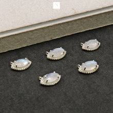 Load image into Gallery viewer, 5Pc Gemstone Prong Setting Silver Plated Charm Marquise 13x8mm Gemstone Connector
