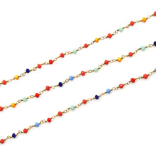 Load image into Gallery viewer, Multi Color 2.5-3mm Round Faceted Gold Plated Beads Rosary 5FT
