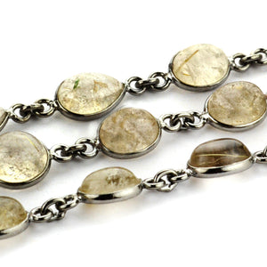 Rutilated Mix Faceted 10-15mm Oxidized  Wholesale Bezel Continuous Connector Chain