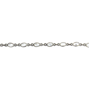 White Zircon Oval 5x4mm Oxidized Wholesale Connector Rosary Chain