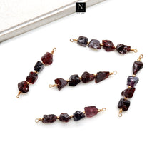 Load image into Gallery viewer, 5PC Raw Gemstone Beads Pendant, 61x9mm Gold Plated Free Form Gemstone Bar Connector
