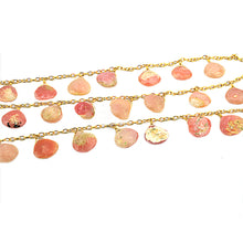Load image into Gallery viewer, Pink Opal 10x8mm Cluster Rosary Chain Faceted Gold Plated Dangle Rosary 5FT
