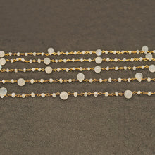 Load image into Gallery viewer, Rainbow Moonstone  Cluster Rosary Chain Faceted Gold Plated Dangle Rosary 5FT
