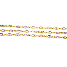 Load image into Gallery viewer, Pink Zircon Oval 5-4mm Gold Plated Wholesale Connector Rosary Chain
