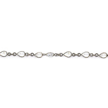 Load image into Gallery viewer, White Zircon Pear 6x4mm Oxidized  Wholesale Bezel Continuous Connector Chain
