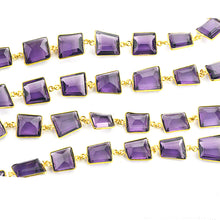 Load image into Gallery viewer, Amethyst Free Form 10-15mm Gold Plated Wholesale Connector Rosary Chain
