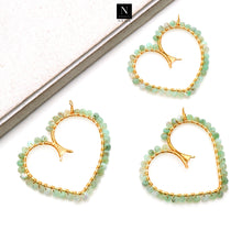Load image into Gallery viewer, 5PC Gold Wire Wrapped Gemstone Jewelry Connector 57x51mm DIY Heart Shaped Hoop Beaded
