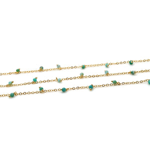 Chrysoprase 3-4mm Cluster Rosary Chain Faceted Gold Plated Dangle Rosary 5FT