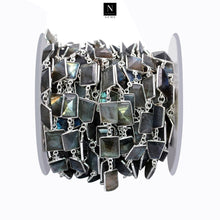 Load image into Gallery viewer, Labradorite Mix Faceted Shapes 10-15mm Silver Plated Wholesale Connector Rosary Chain
