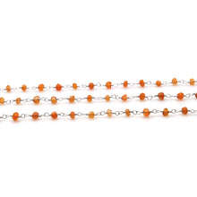 Load image into Gallery viewer, 5ft Carnelian 2-2.5mm Silver Wire Wrapped Beads Rosary | Gemstone Rosary Chain | Wholesale Chain Faceted Crystal
