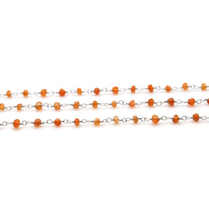 5ft Carnelian 2-2.5mm Silver Wire Wrapped Beads Rosary | Gemstone Rosary Chain | Wholesale Chain Faceted Crystal