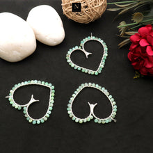 Load image into Gallery viewer, 5PC Silver Wire Wrapped Gemstone Jewelry Connector 57x51mm DIY Heart Shaped Hoop Beaded
