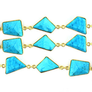 Turquoise Mix Faceted 10-15mm Gold Plated Wholesale Connector Rosary Chain