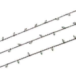 Prehnite 3-4mm Cluster Rosary Chain Faceted Oxidized Dangle Rosary 5FT