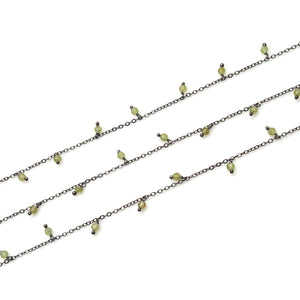 Peridot 3-4mm Cluster Rosary Chain Faceted Oxidized Dangle Rosary 5FT
