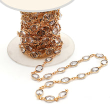 Load image into Gallery viewer, Crystal Oval 7x5mm Gold Plated Wholesale Bezel Continuous Connector Chain

