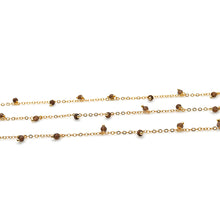 Load image into Gallery viewer, Smoky Topaz 3-4mm Cluster Rosary Chain Faceted Gold Plated Dangle Rosary 5FT
