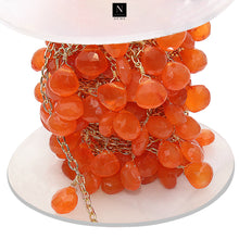 Load image into Gallery viewer, Carnelian 10x8mm Cluster Rosary Chain Faceted Gold Plated Dangle Rosary 5FT
