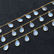 Load image into Gallery viewer, Opalite 8x12mm Cluster Rosary Chain Faceted Gold Plated Bezel Dangle Rosary 5FT
