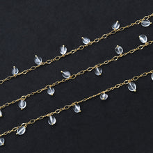 Load image into Gallery viewer, Crystal 8x5mm Cluster Rosary Chain Faceted Gold Plated Dangle Rosary 5FT
