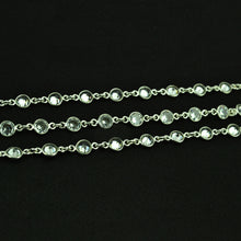 Load image into Gallery viewer, White Zircon Round 5mm Silver Plated  Wholesale Bezel Continuous Connector Chain
