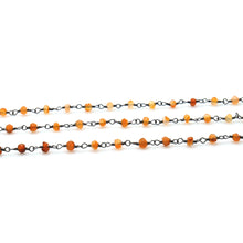 Load image into Gallery viewer, 5ft Carnelian 2-2.5mm Oxidized Wrapped Beads Rosary | Gemstone Rosary Chain | Wholesale Chain Faceted Crystal
