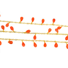 Load image into Gallery viewer, Carnelian 8x5mm Cluster Rosary Chain Faceted Gold Plated Dangle Rosary 5FT

