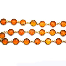 Load image into Gallery viewer, Citrine Round 12mm Gold Plated Wholesale Connector Rosary Chain
