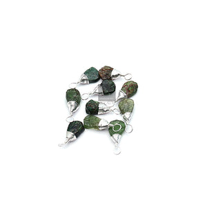 5Pc Green Garnet Wire Wrapped 15x7mm Jewelry Making Drop Shape Connector