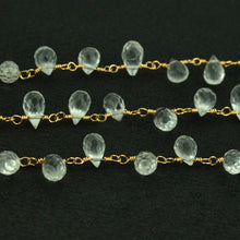 Load image into Gallery viewer, Crystal 7x4mm Cluster Rosary Chain Faceted Gold Plated Dangle Rosary 5FT
