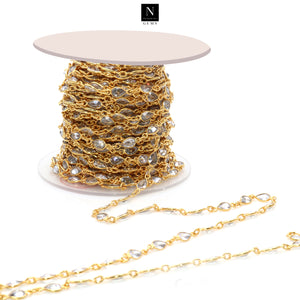 Crystal Pear 6x4mm Gold Plated Wholesale Bezel Continuous Connector Chain