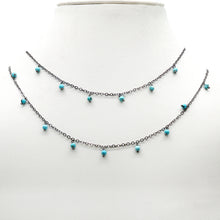Load image into Gallery viewer, Turquoise Jasper 3-4mm Cluster Rosary Chain Faceted Oxidized Dangle Rosary 5FT
