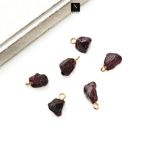 5Pc Rough Gemstone Necklace Pendant 12x8mm Gold Electroplated Pendant