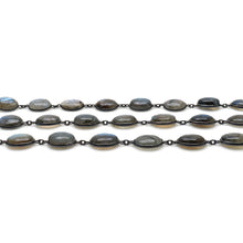 Load image into Gallery viewer, Labradorite Cabochon Oval 10-15mm Oxidized  Wholesale Bezel Continuous Connector Chain
