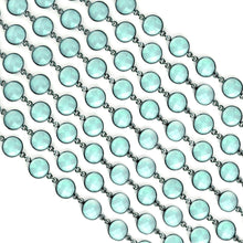 Load image into Gallery viewer, Aqua Chalcedony Round 12mm Oxidized Wholesale Connector Rosary Chain
