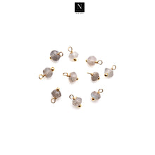 Load image into Gallery viewer, 5pc Lot Round Faceted Gemstone Charms Gold 6x4mm Gold Plated Wire Wrapped
