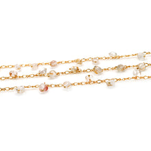 Load image into Gallery viewer, Golden Rutile 8x5mm Cluster Rosary Chain Faceted Gold Plated Dangle Rosary 5FT
