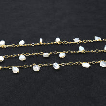 Load image into Gallery viewer, White Chalcedony 8x5mm Cluster Rosary Chain Faceted Gold Plated Dangle Rosary 5FT
