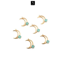 Load image into Gallery viewer, 5PC Gold Plated Moon &amp; Prong Setting 28x11mm Crescent Moon Necklace Pendant
