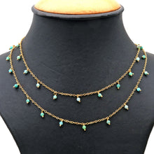 Load image into Gallery viewer, Chrysoprase 3-4mm Cluster Rosary Chain Faceted Gold Plated Dangle Rosary 5FT
