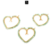 Load image into Gallery viewer, 5PC Gold Wire Wrapped Gemstone Jewelry Connector 57x51mm DIY Heart Shaped Hoop Beaded

