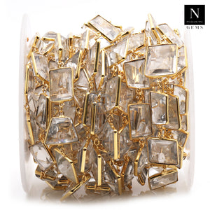 Crystal Freeform 10-15mm Gold Plated  Wholesale Bezel Continuous Connector Chain