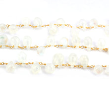 Load image into Gallery viewer, Rainbow Briolette 8x6mm Cluster Rosary Chain Faceted Gold Plated Dangle Rosary 5FT
