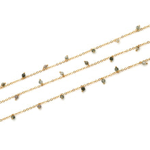 Load image into Gallery viewer, Green Rutile 3-4mm Cluster Rosary Chain Faceted Gold Plated Dangle Rosary 5FT

